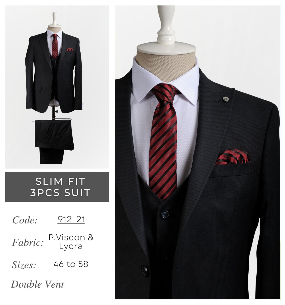 SLIM FIT 3PCS SUIT 912 21