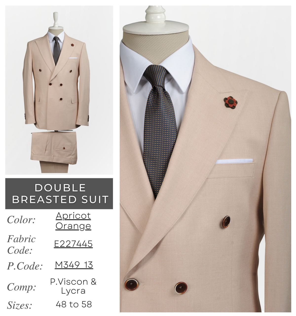 Apricot Orange Double Breasted Suit M349_13