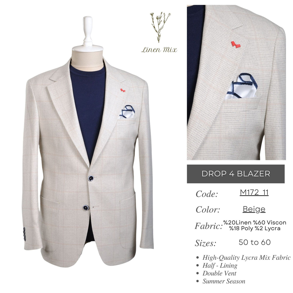 Beige Drop 4 Blazer M172_11