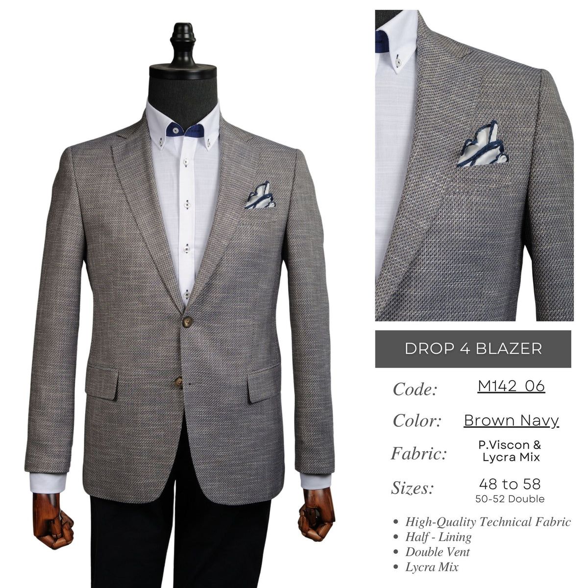 Brown Navy Drop 4 Blazer M142_06
