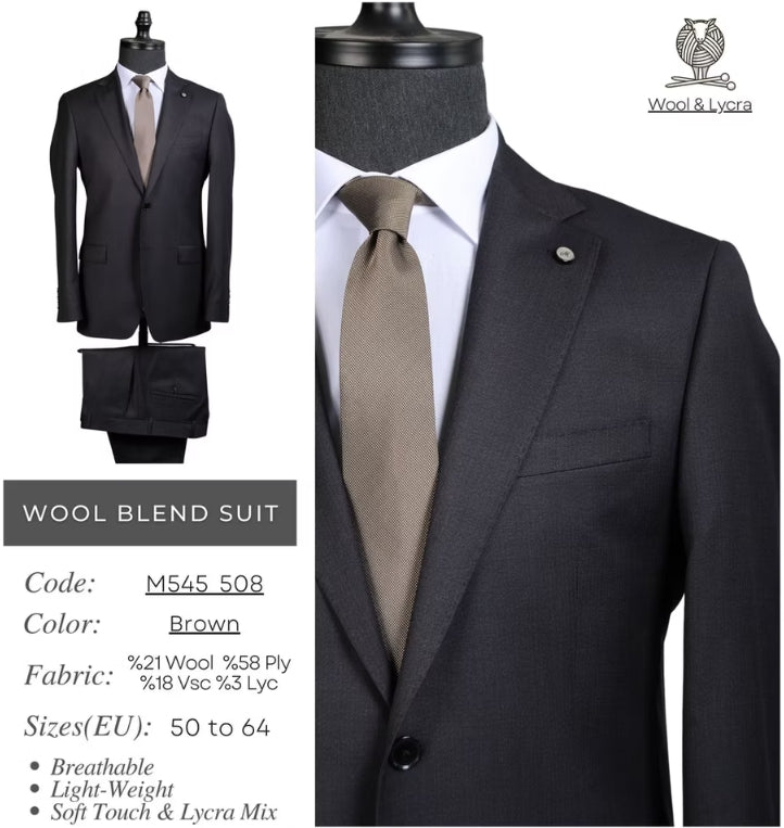 Brown Wool Blend Suit M545_508