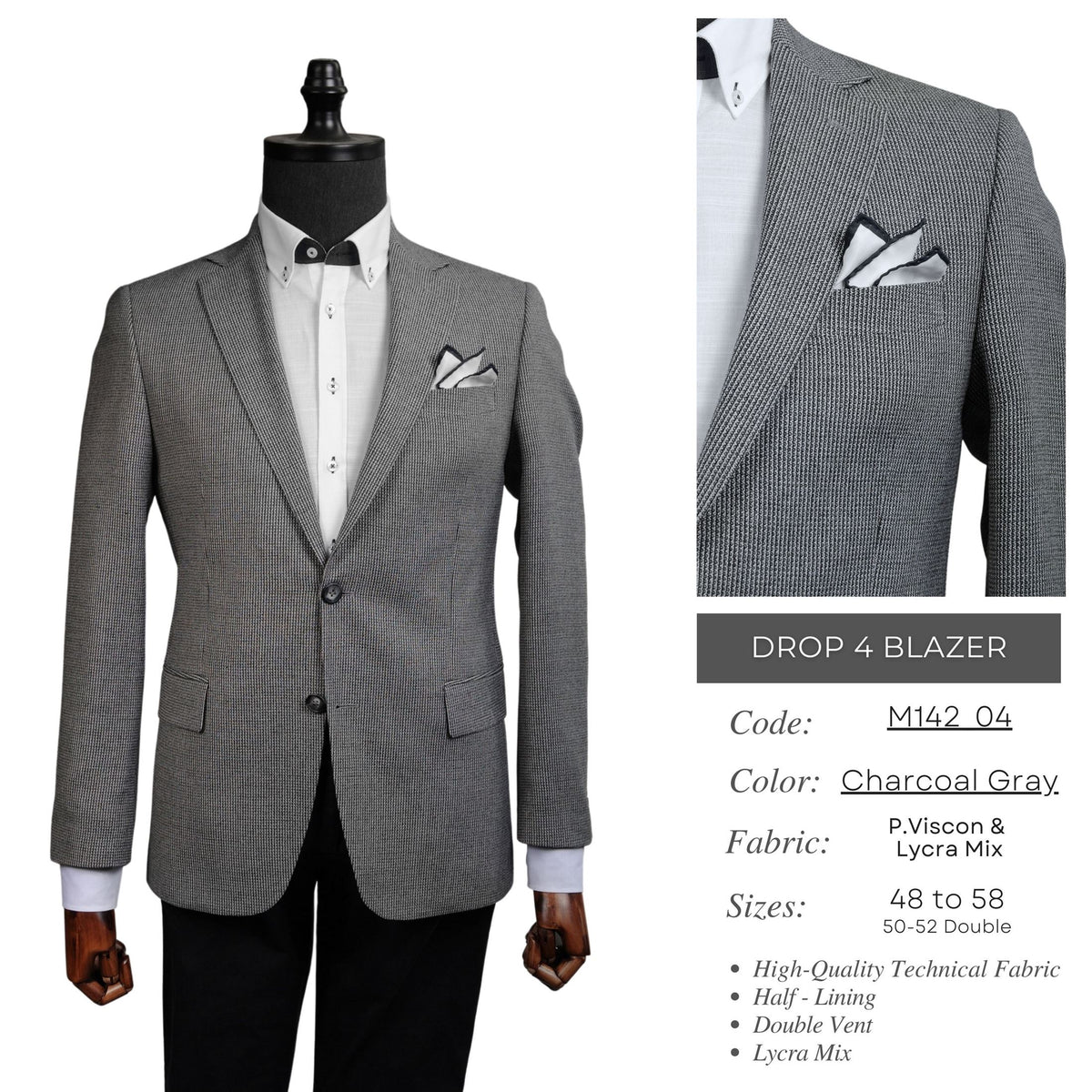 Charcoal Gray Drop 4 Blazer M142_04