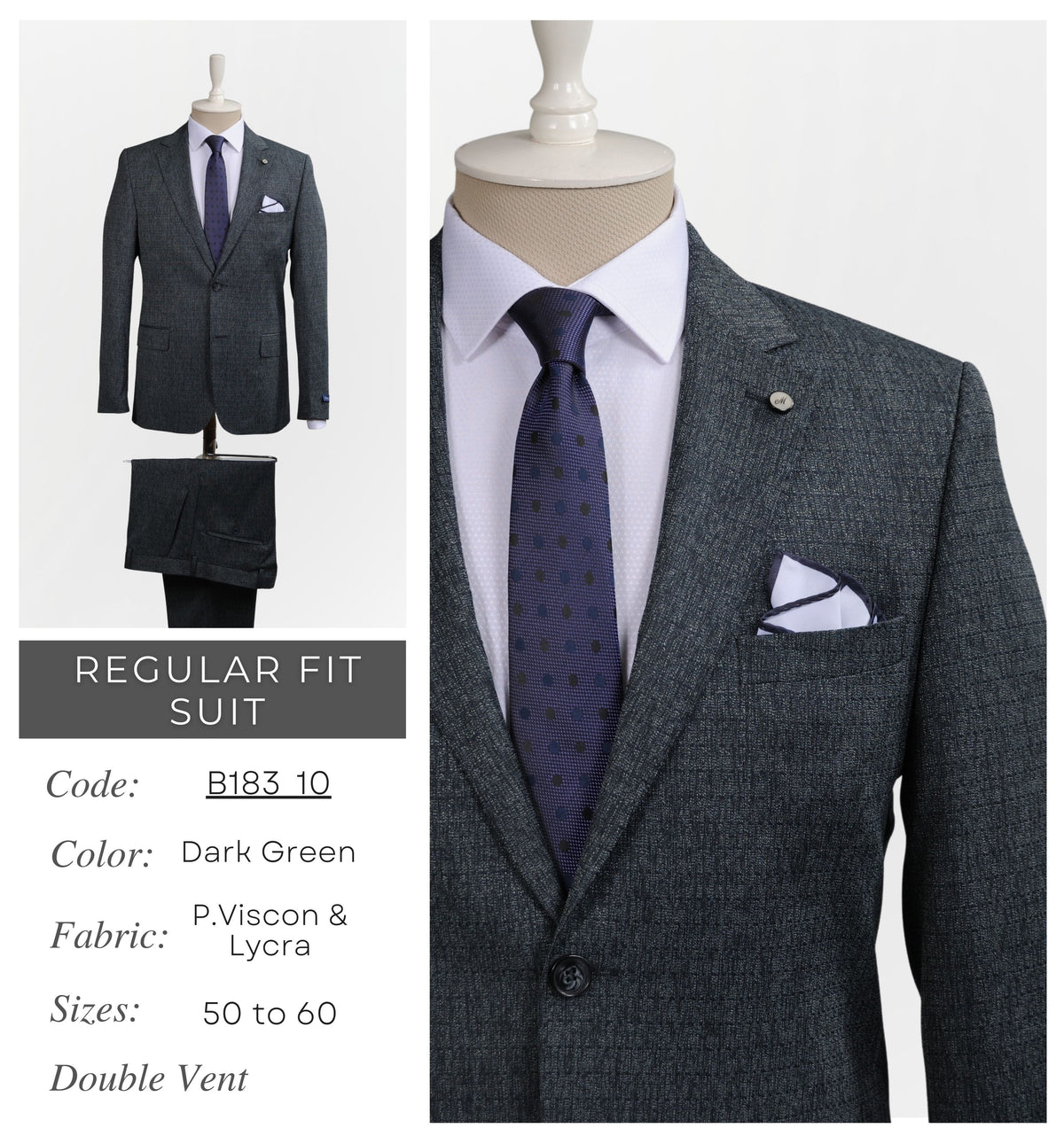 Dark Green Regular Fit Suit B183_10