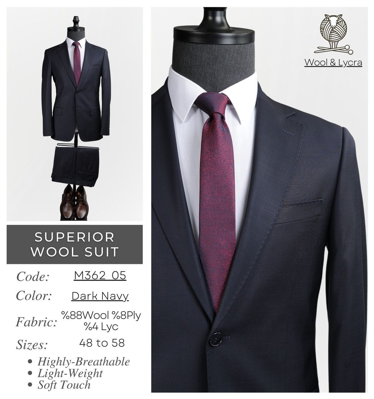 Dark Navy Superior Wool Suit M362_05