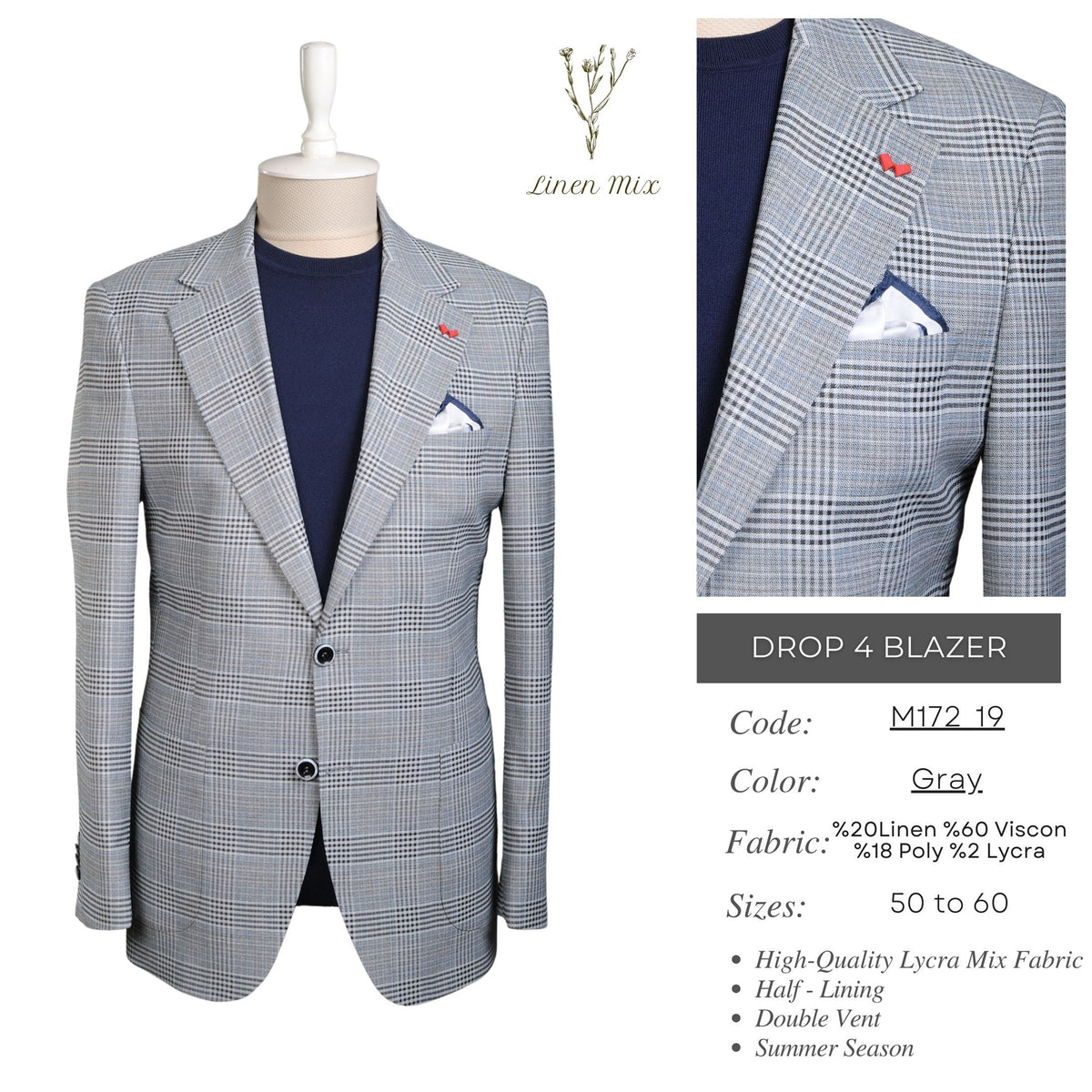 Gray Drop 4 Blazer M172_19