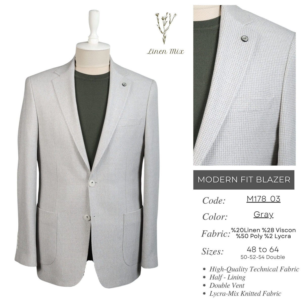 Gray Modern Fit Blazer M178_03