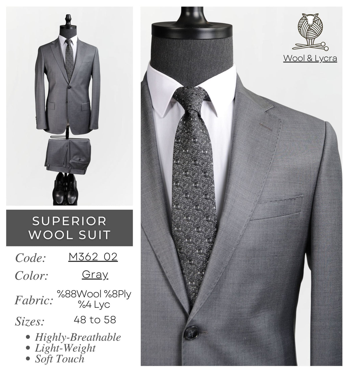 Gray Superior Wool Suit M362_02