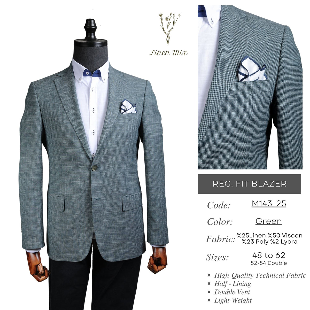 Green Reg. Fit Blazer M143_25