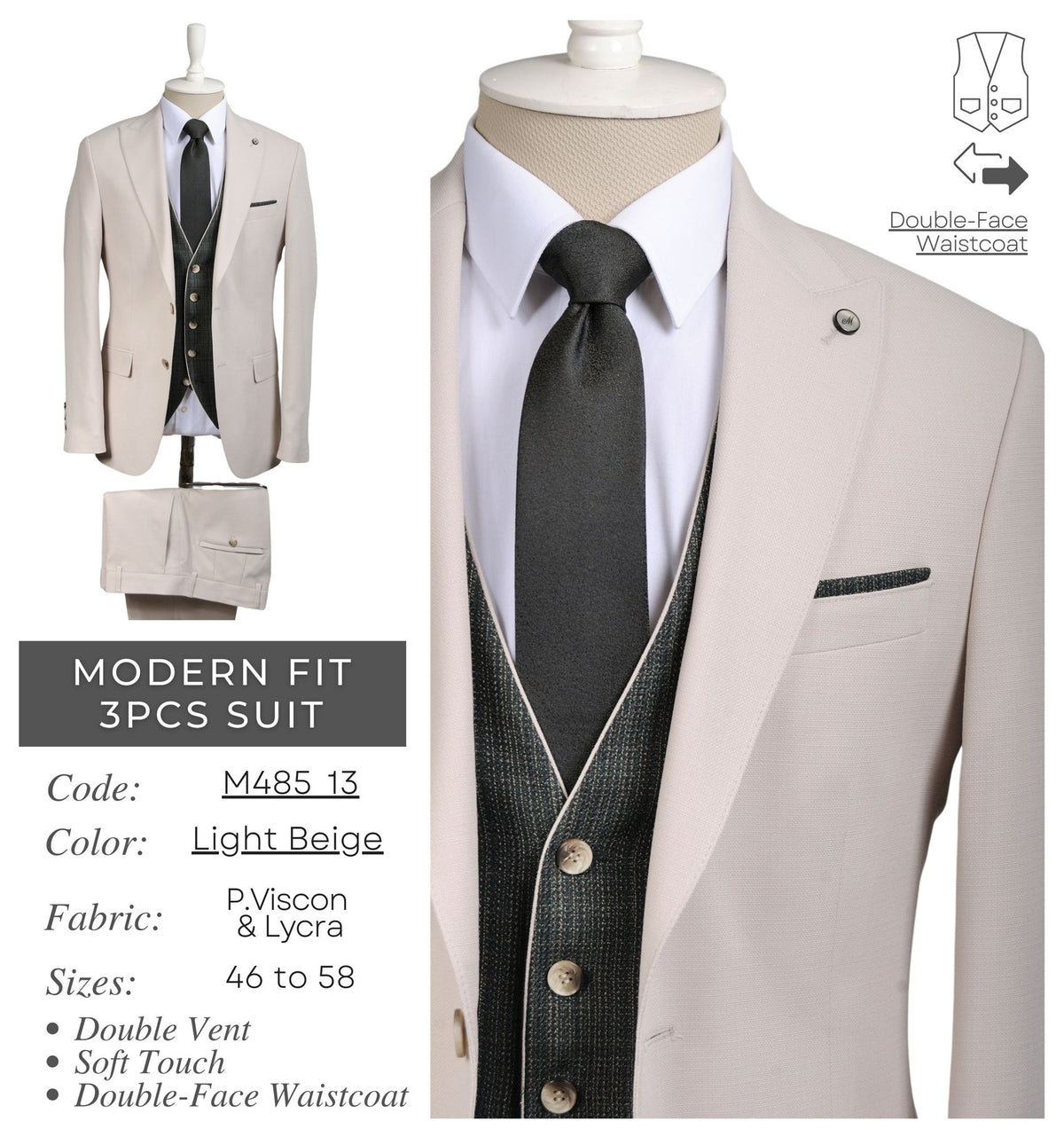 SLIM FIT 3PCS SUIT M485 13
