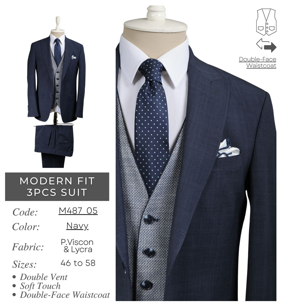 SLIM FIT 3PCS SUIT M487 05