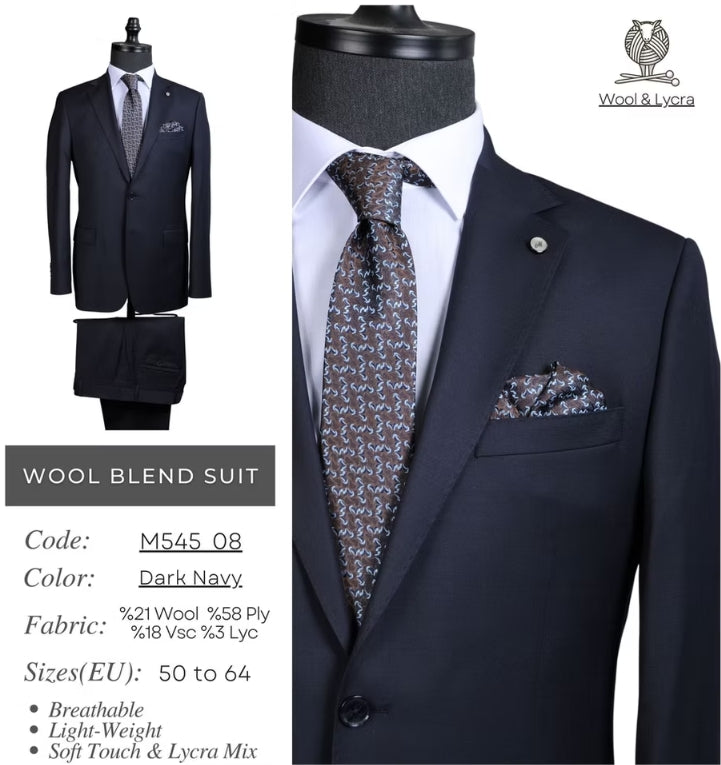 Dark Navy Wool Blend Suit M545_08
