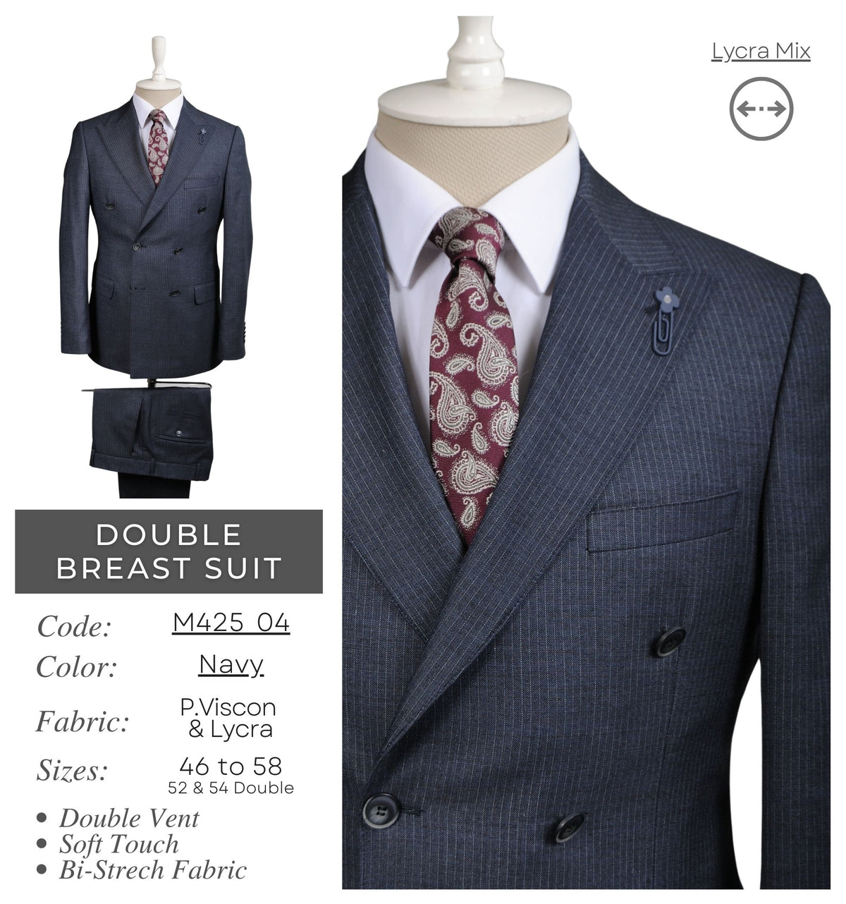Navy Double Breasted Suit M425_04