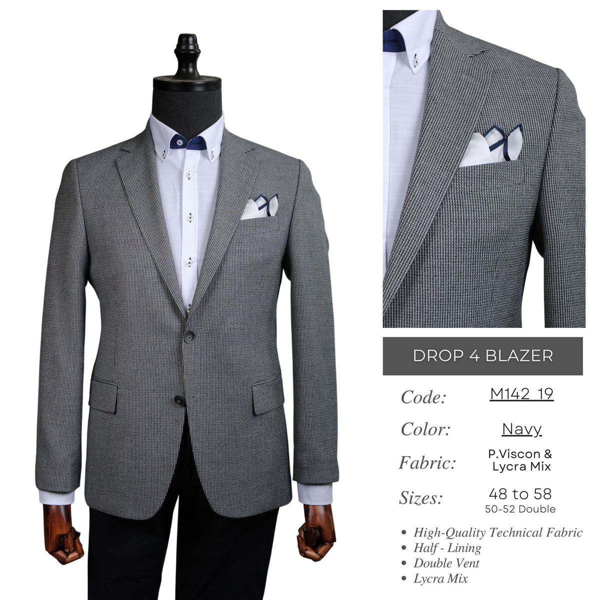 Navy Drop 4 Blazer M142_19