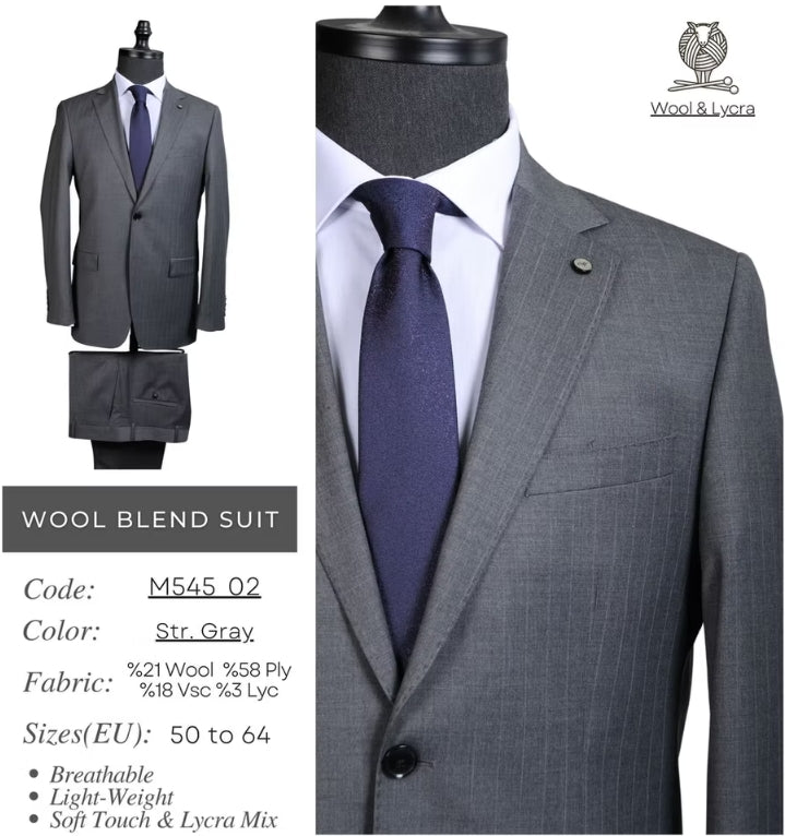Striped Gray Wool Blend Suit M545_02