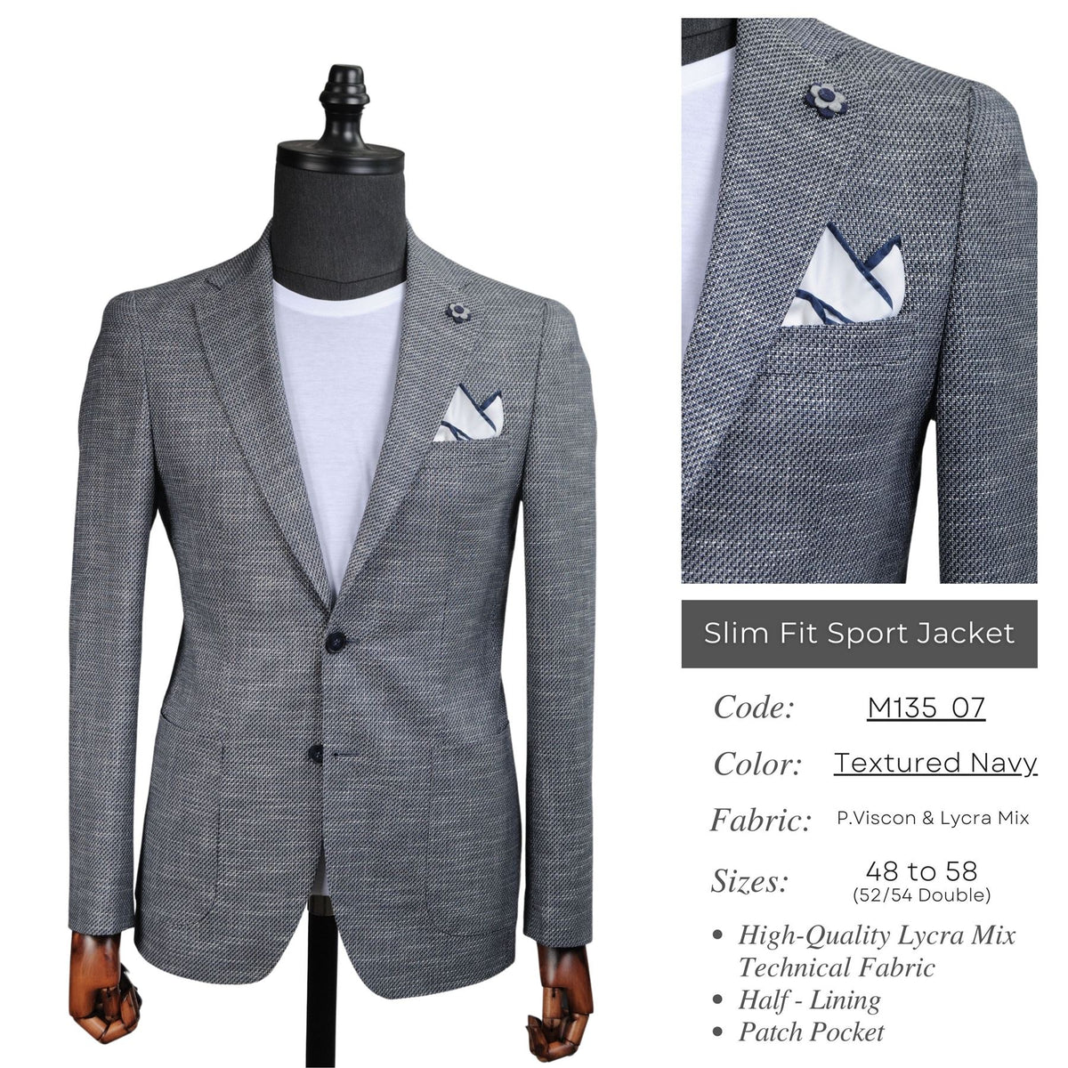 Textured Navy Slim Fit Sport Jacket M135_07