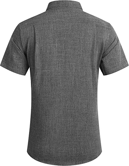 Men's Casual Linen Button Down Shirt Short Sleeve Beach Shirt